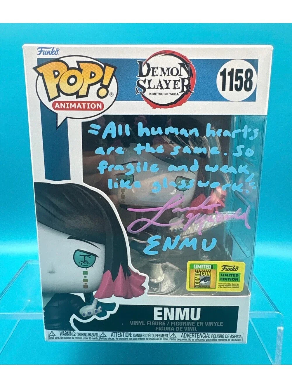 Landon McDonald signed Enmu Demon Slayer Con Sticker Funko pop 1158 with MAS COA